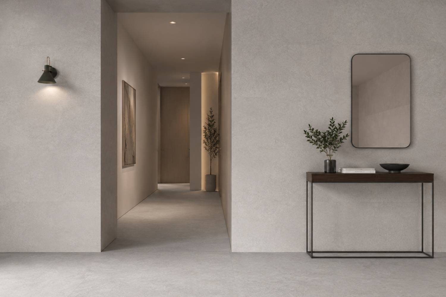 Fliese Steinoptik hellgrau 60x120 cm "Southwell Cross Pearl" Feinsteinzeug rektifiziert
