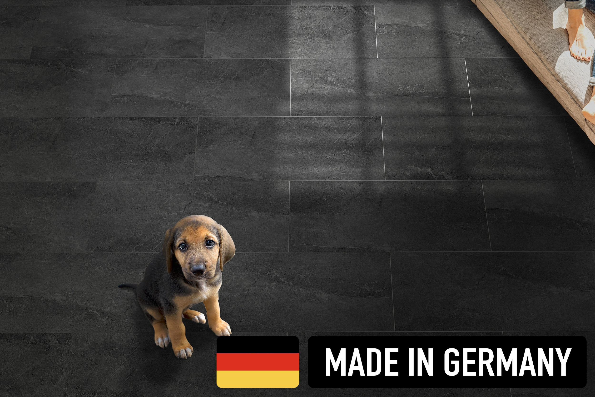 Wandfliese Bodenfliese Steinoptik 30x60 cm anthrazit Voyage Anthracite schwarz-grau Bad Dusche Made in Germany
