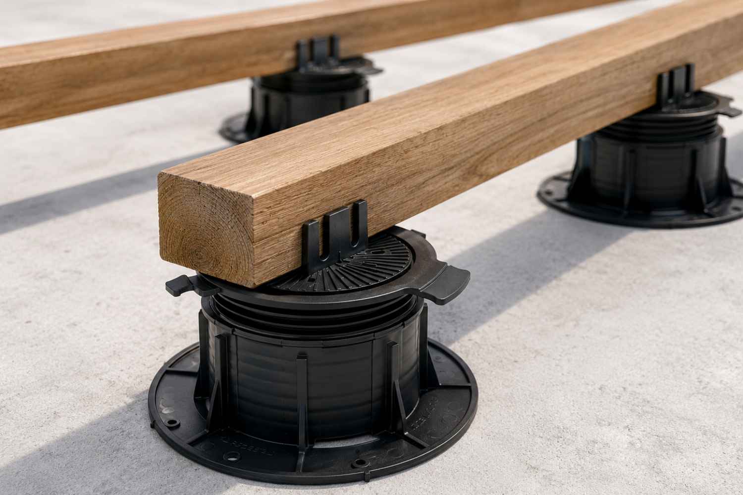 Höhenverstellbares Stelzlager für Holzbalken, WPC-Dielen & Terrassen-Unterkonstruktion