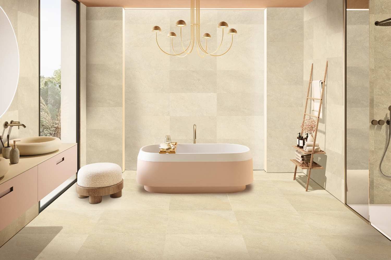 Fliese Steinoptik beige "Alpine Beige" Feinsteinzeug rektifiziert Ragno by Marazzi