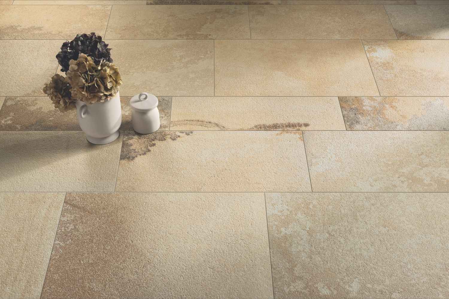 Bodenfliesen-Set Läuferverband Solnhofener Natursteinoptik beige matt | fertiges Set mit verschiedenen Größen