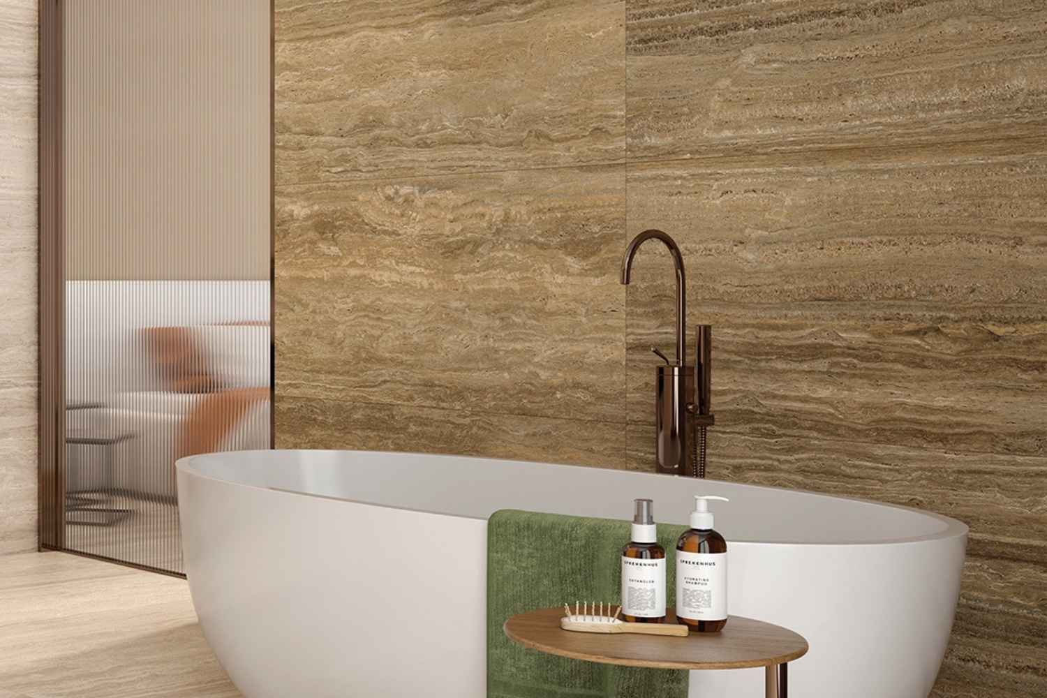 Travertin-Steinoptik beige-braun 60x120cm matt "Marvet Supreme" Feinsteinzeug rektifiziert