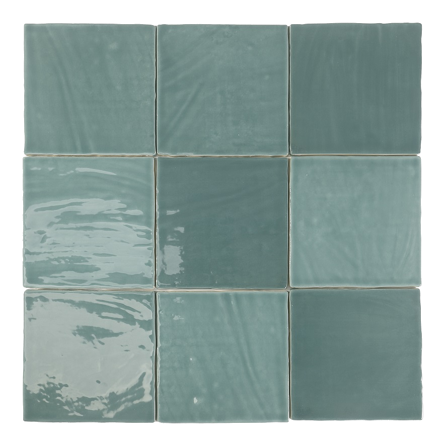 Zellige Wandfliese 15x15 cm "Marrakesh Glow Turquesa " türkis glänzend 