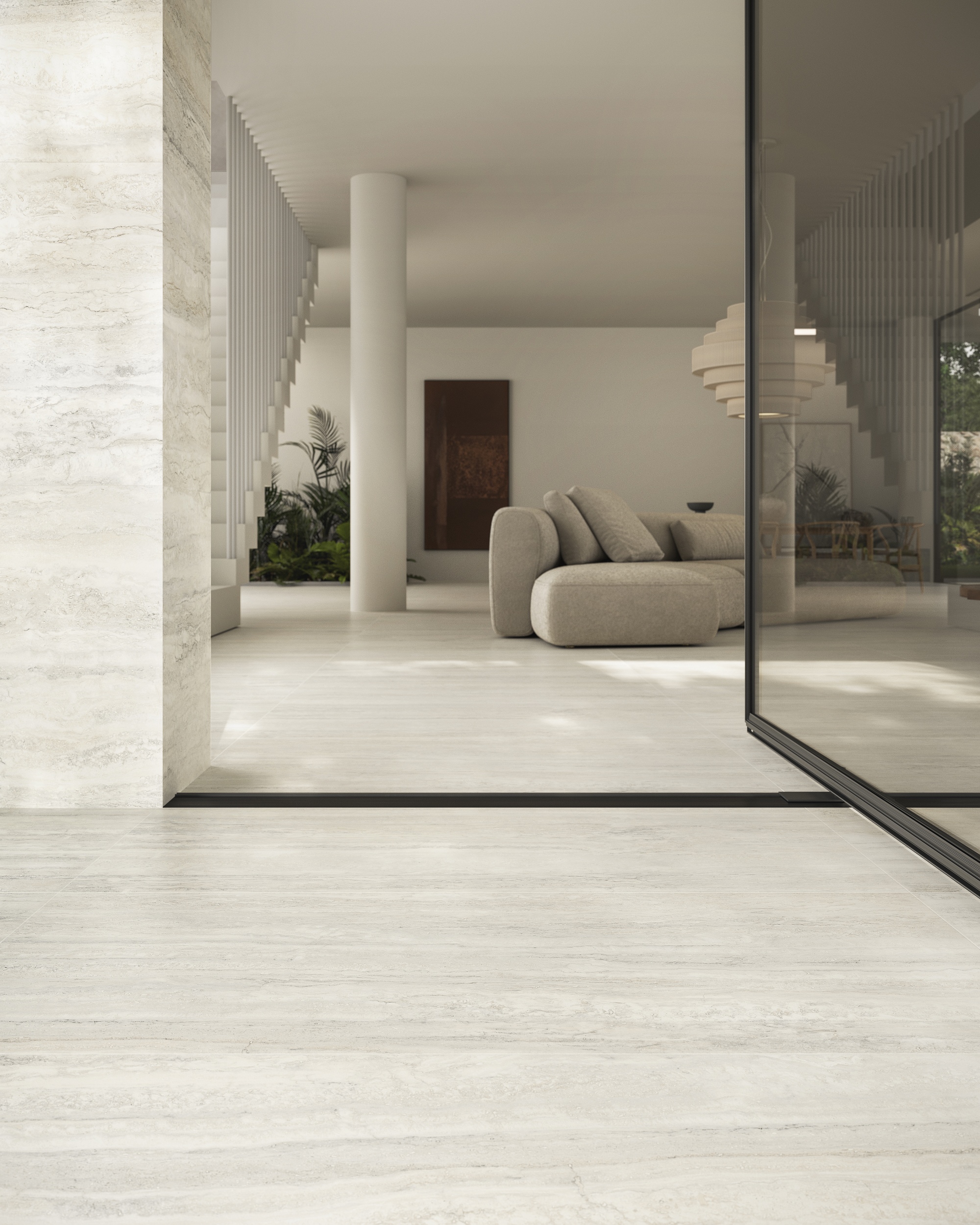Fliese Travertin-Steinoptik Invictus White cremeweißu matt Sant Agostino Ambiente Bodenfliesen