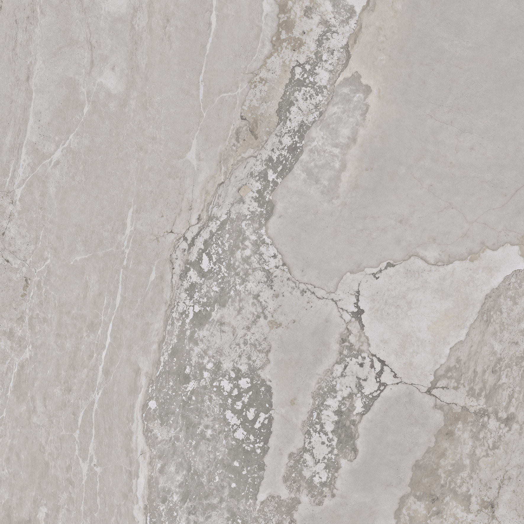 Fliese Metalloptik grau glänzend 90x90cm  "Planet Grey" Feinsteinzeug rektifiziert