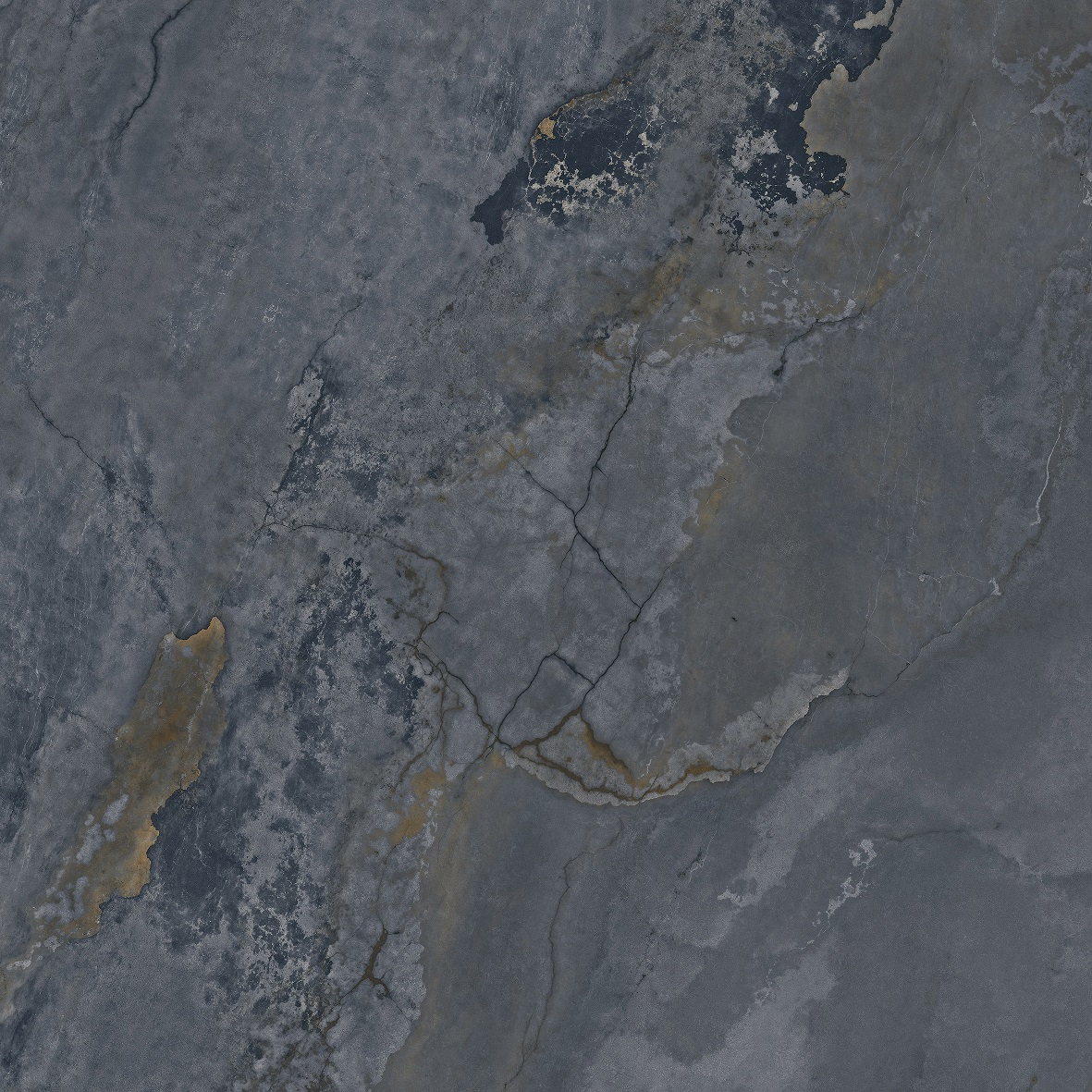 Fliese Metalloptik blau glänzend 120x120cm "Planet Blue" Feinsteinzeug rektifiziert