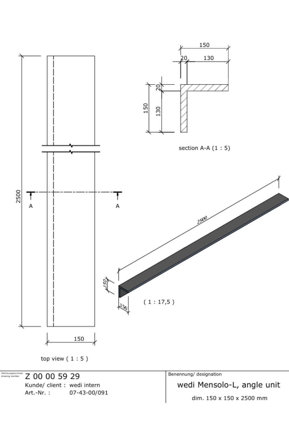 wedi Mensolo L Winkelelement – befliesbare Rohrverkleidung 15×15x250 cm - Stärke 20 mm