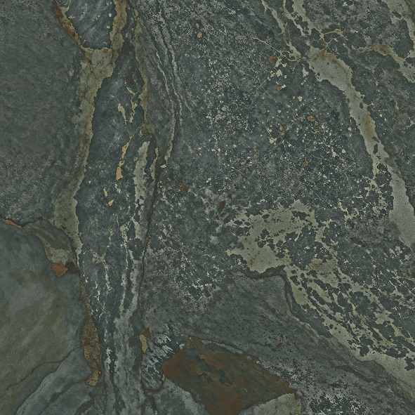 Fliese Metalloptik grün glänzend 120x120cm "Planet Green" Feinsteinzeug rektifiziert