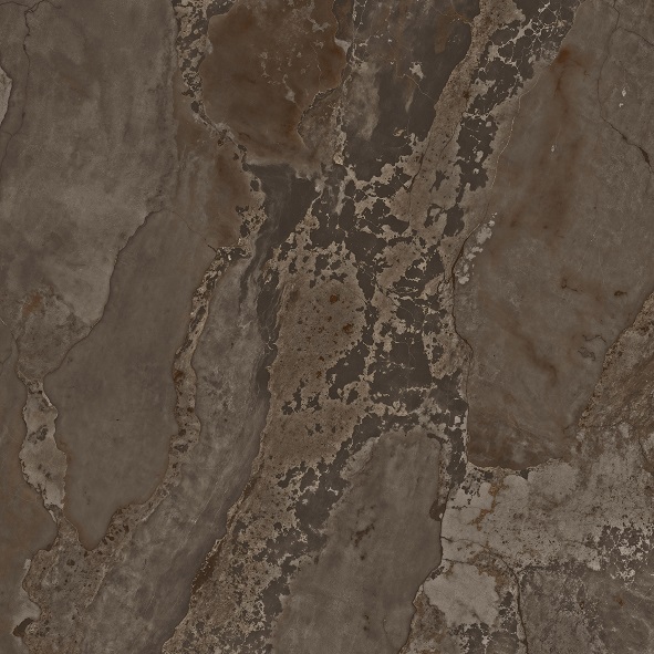 Fliese Metalloptik braun glänzend 120x120cm "Planet Oxid" Feinsteinzeug rektifiziert