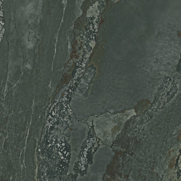 Fliese Metalloptik grün glänzend 120x120cm "Planet Green" Feinsteinzeug rektifiziert