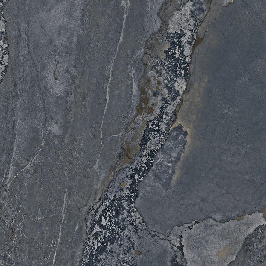 Fliese Metalloptik blau glänzend 90x90cm  "Planet Blue" Feinsteinzeug rektifiziert