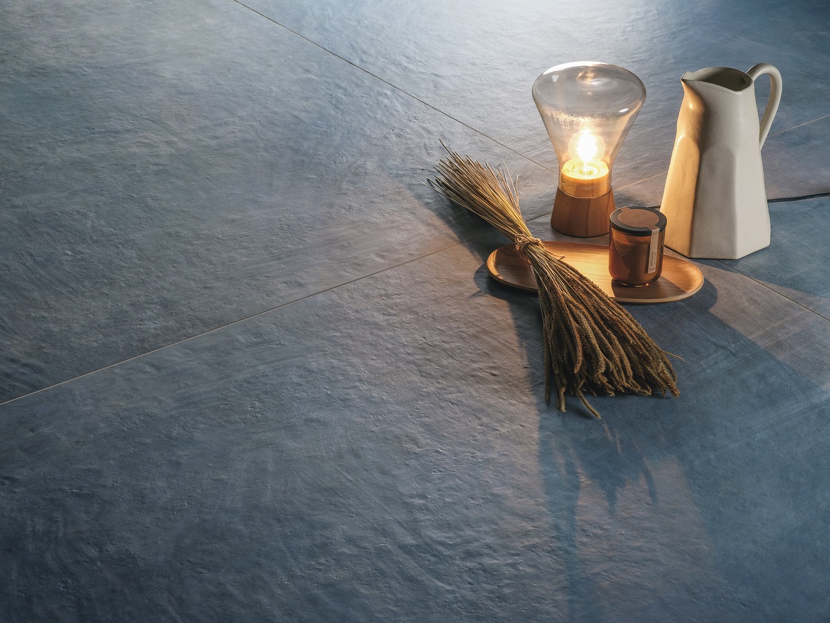 ABVERKAUF Fliese Betonoptik Zementoptik blau "Affrescati Lapis" rektifiziert