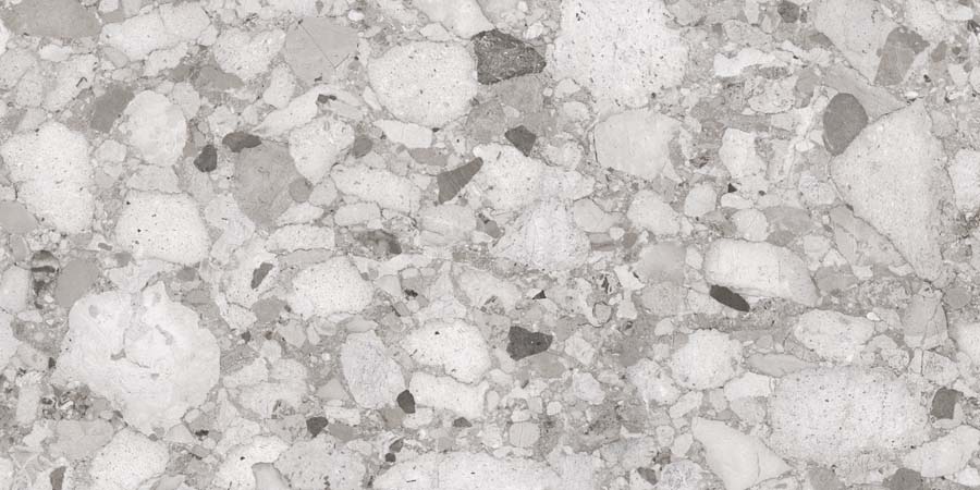 Fliese Terrazzo-Steinoptik grau matt 60x120 cm "Venistone Grey" rektifiziert