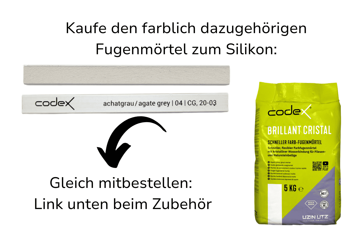 Silikon für Fugen "Codex SG 10" achatgrau | Silikonfugen für Fliesen in Bad & Küche 0,31 L