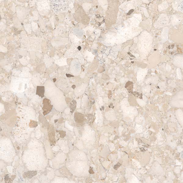 Fliese Terrazzo-Steinoptik beige matt 60x60 cm "Veni Beige" rektifiziert 