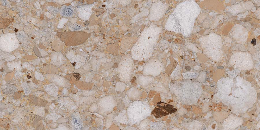 Fliese Terrazzo-Steinoptik beige glänzend 60x120 cm "Veni Gold" rektifiziert