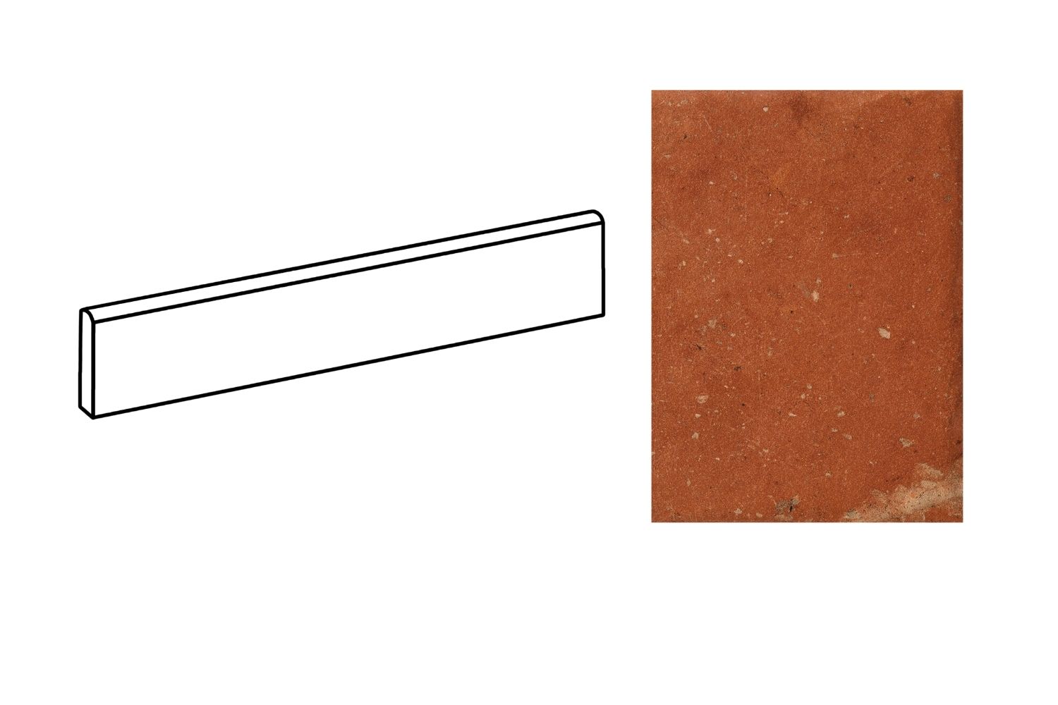 Fliesensockel Steinoptik 6,5x40 cm "Cotto Del Campiano Rosso Siena"