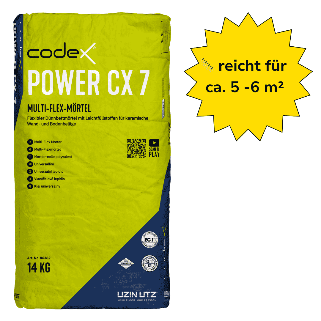 Fliesenkleber 4-in-1 Multikleber "Codex Power CX 7" Flexkleber auch für Großformate 14 kg