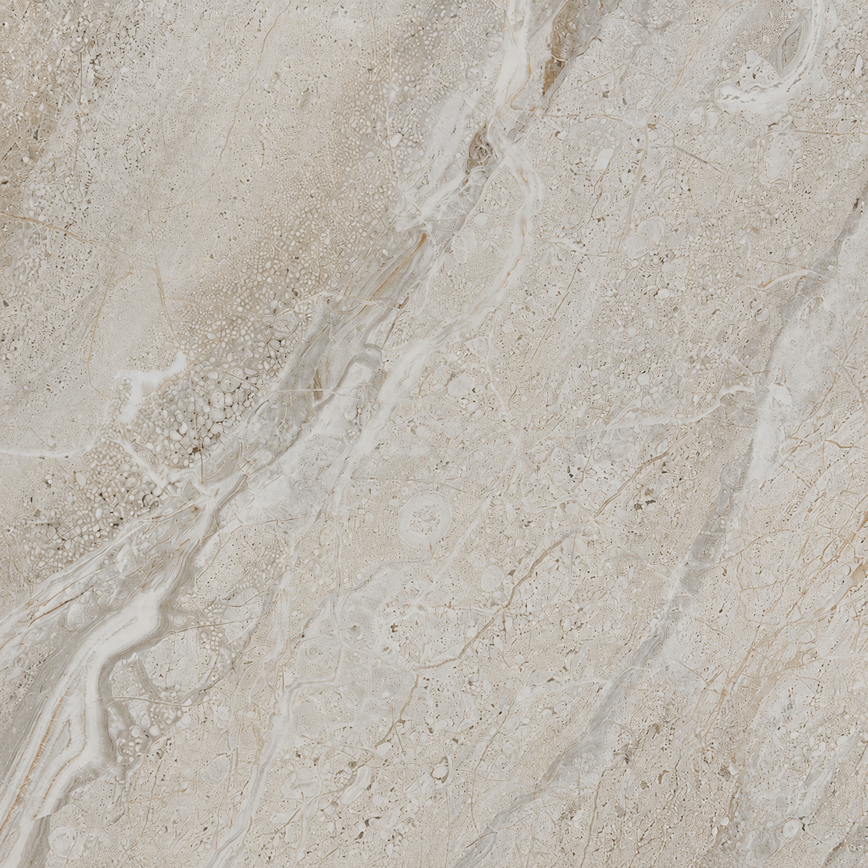 Restposten Fliese Steinoptik beige grau glänzend 80 x 80 cm "Dyna Pearl" Feinsteinzeug rektifiziert