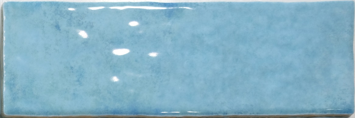 Fliese unregelmäßige Oberfläche 6,5x20 cm "Alfa Look Azul Prusian" blau glänzend