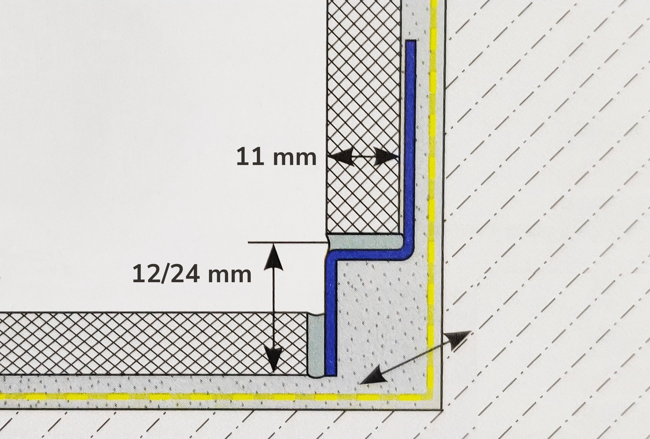 Maße Wandkeil 11 mm rechts