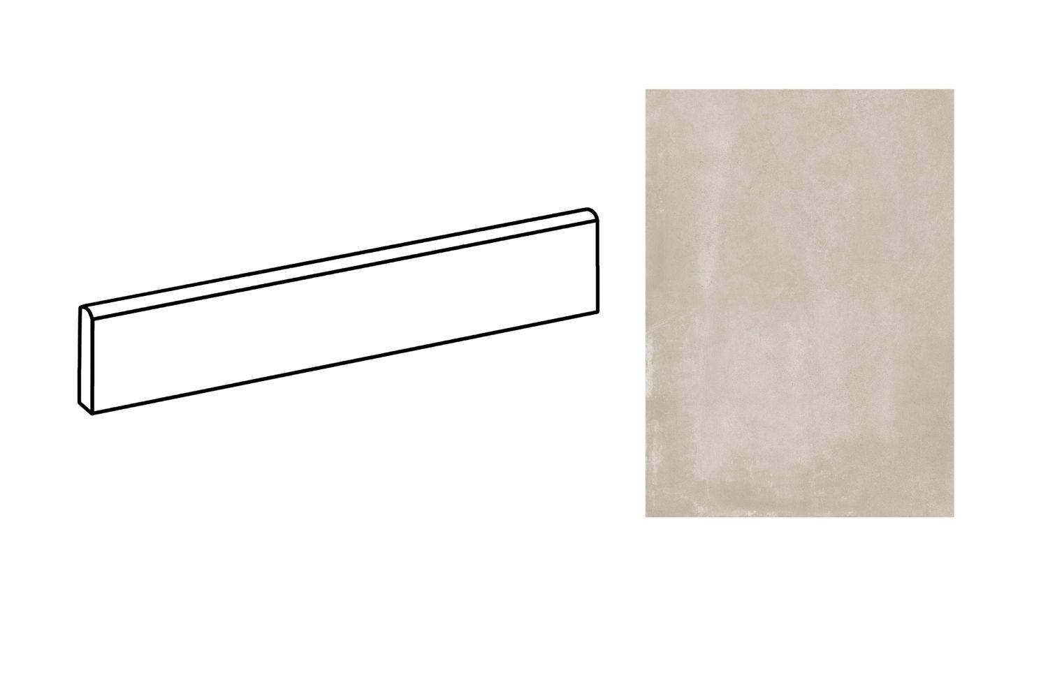 Fliesensockel warme Betonoptik dunkles Creme 6x120 cm "Azuma Camargue" Imola