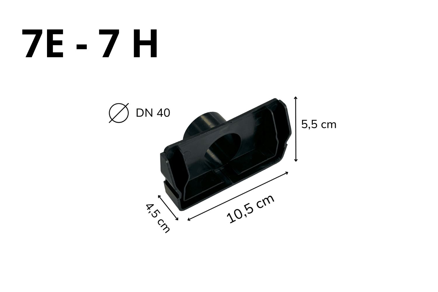 Ablaufklappe Horizontal für das Entwässerungssystems U-Drain pro schwarz, Ø40 L:4,5cm x B:11,3cm x H:5,5cm