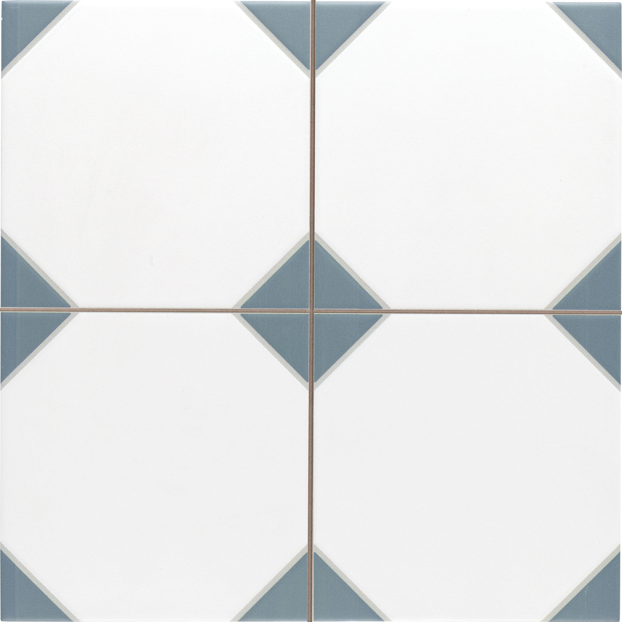Patchwork-Fliese weiß-blau 33,3x33,3 cm "Canterbury Blue" Feinsteinzeug rektifiziert