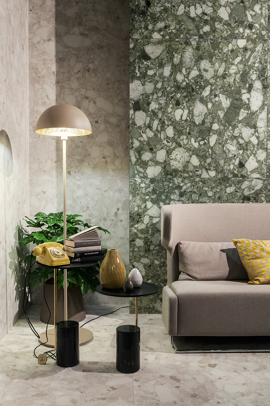 Fliese Terrazzo-Steinoptik grün glänzend kalibriert Venistone Emerald Sant Agostino