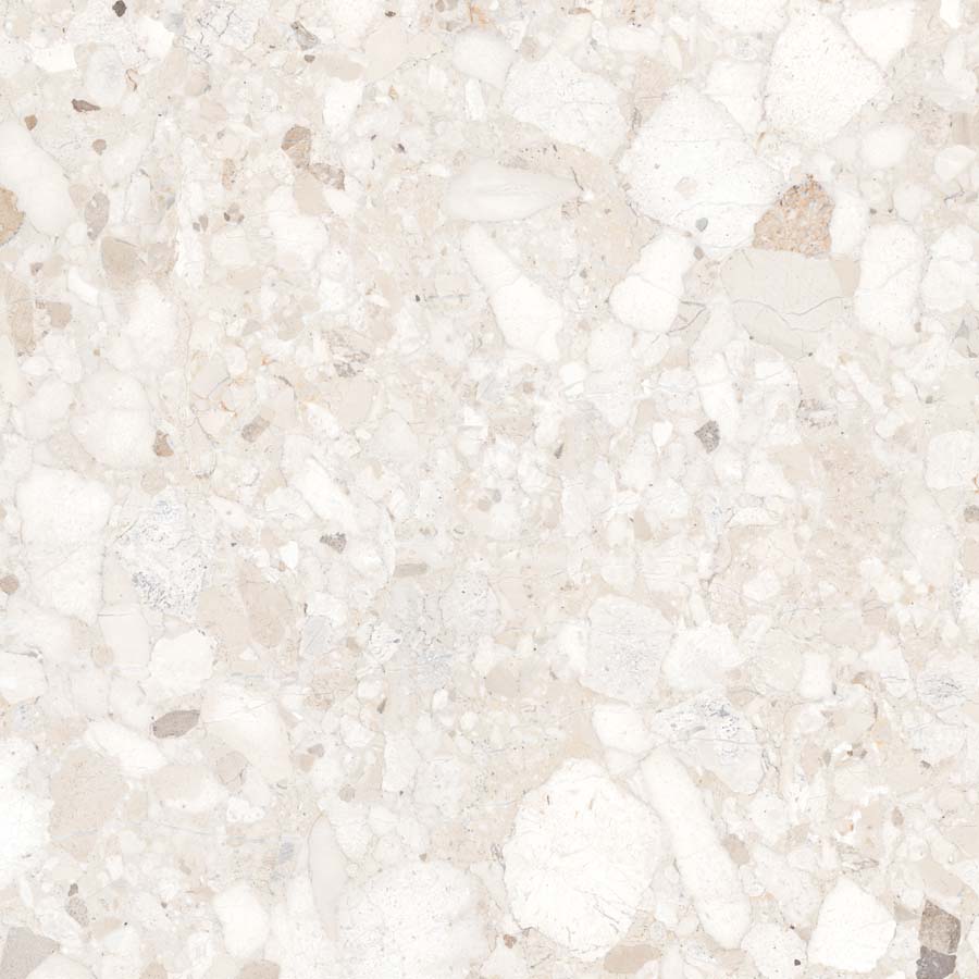 Fliese Terrazzo-Steinoptik creme matt 90x90 cm "Veni Ivory" rektifiziert 