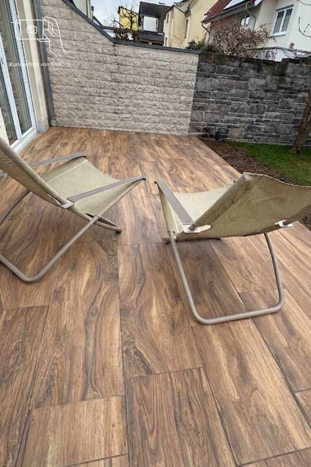 Terrassenplatte Holzoptik Walnuss 40x120 cm "Sherwood Walnut" Feinsteinzeug 2 cm rektifiziert