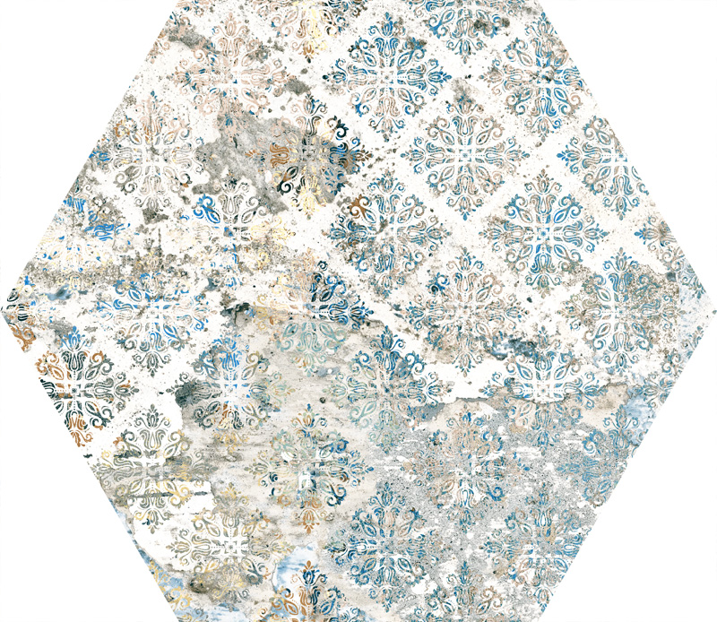Hexagon-Fliese Vintage Teppichoptik 25x29 cm "Carpet Vestige natural" Sechseck