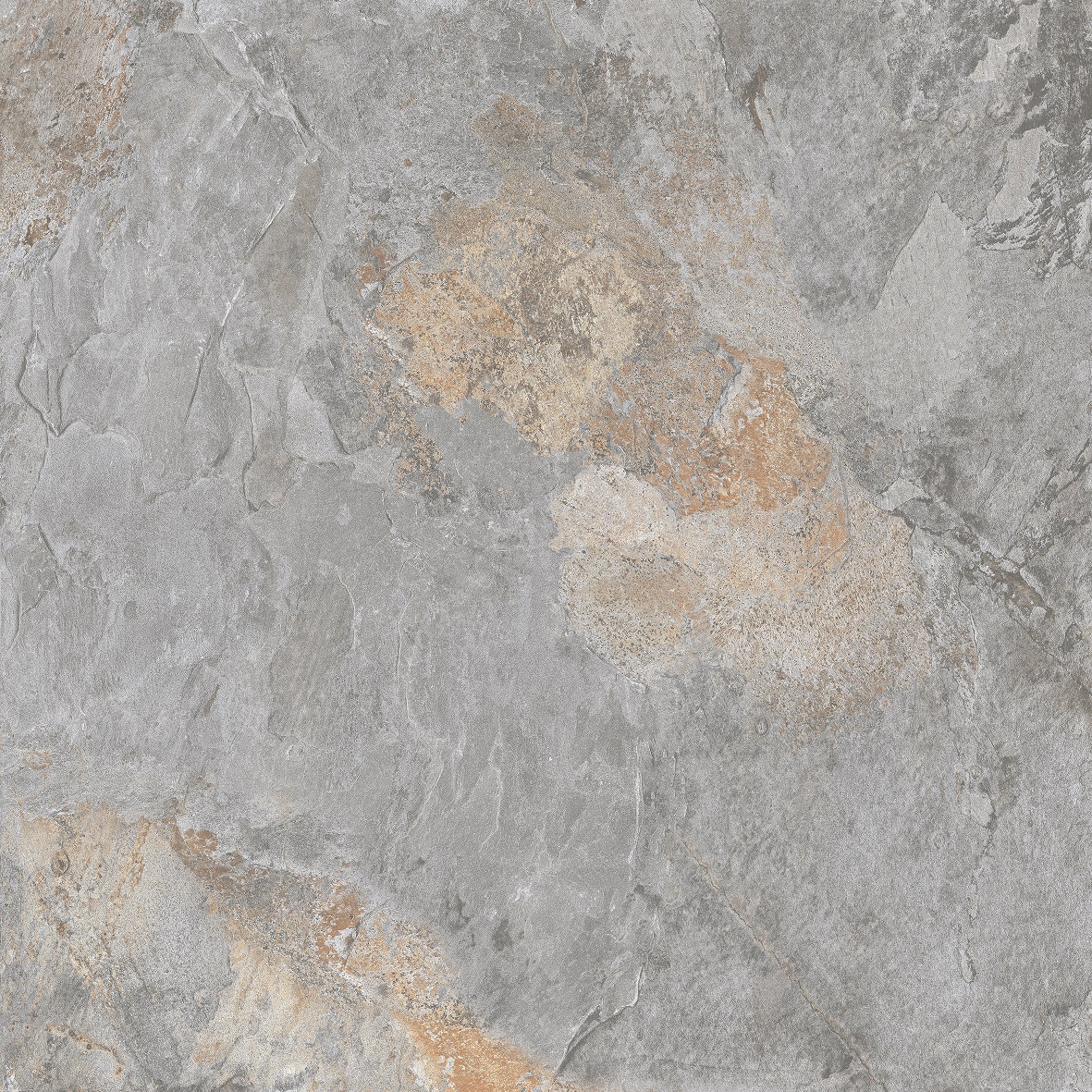 Fliese Natursteinoptik grau-silber matt 120 x 120cm "Nebula Silver" Feinsteinzeug mit fühlbarer 3D-Steinstruktur
