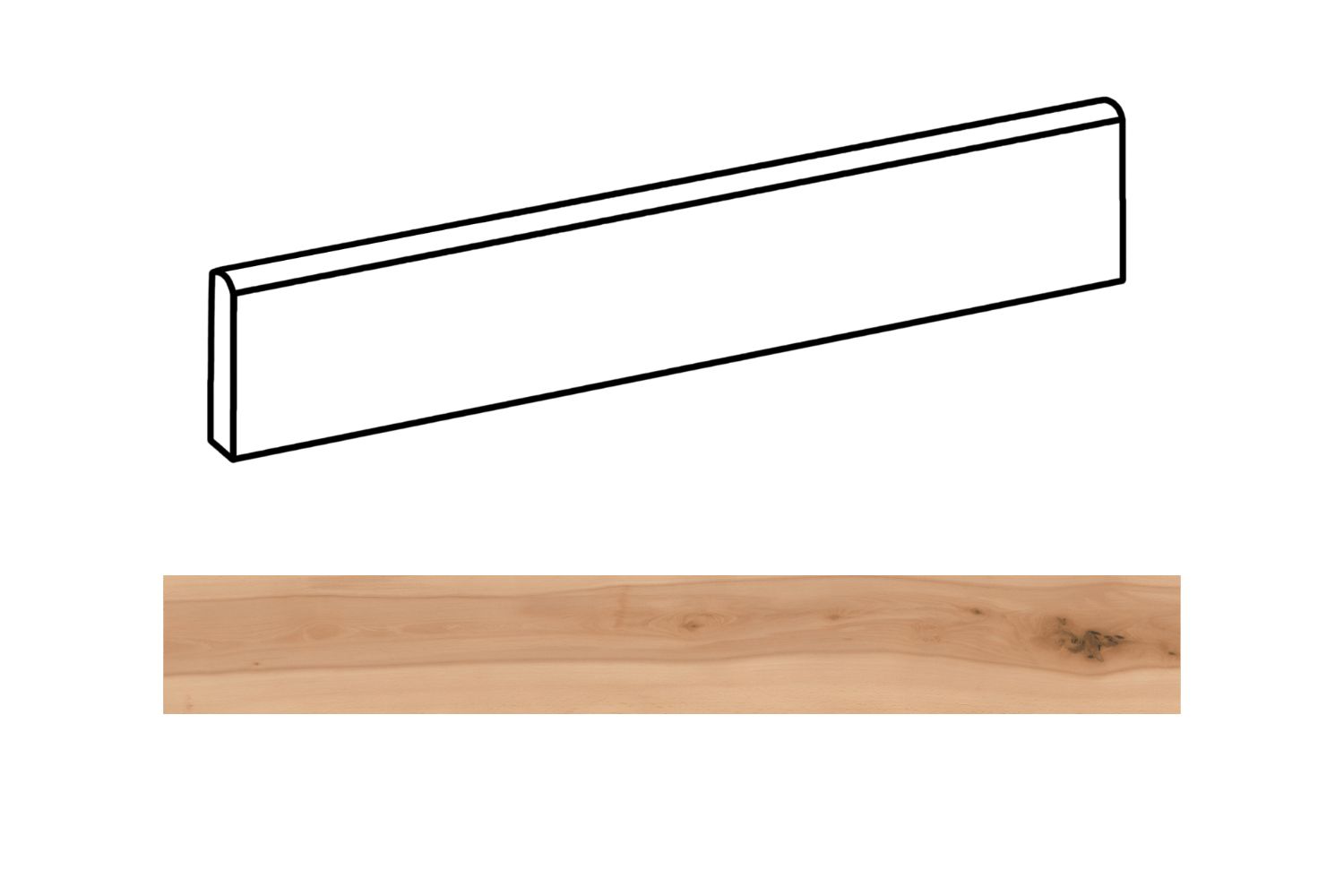 Sockel für Fliese Holzoptik Atlas Concorde "Log Cansei Murano" im Format 7,2x120cm