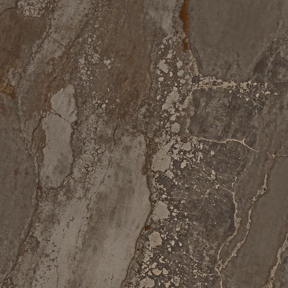 Fliese Metalloptik braun glänzend 120x120cm "Planet Oxid" Feinsteinzeug rektifiziert