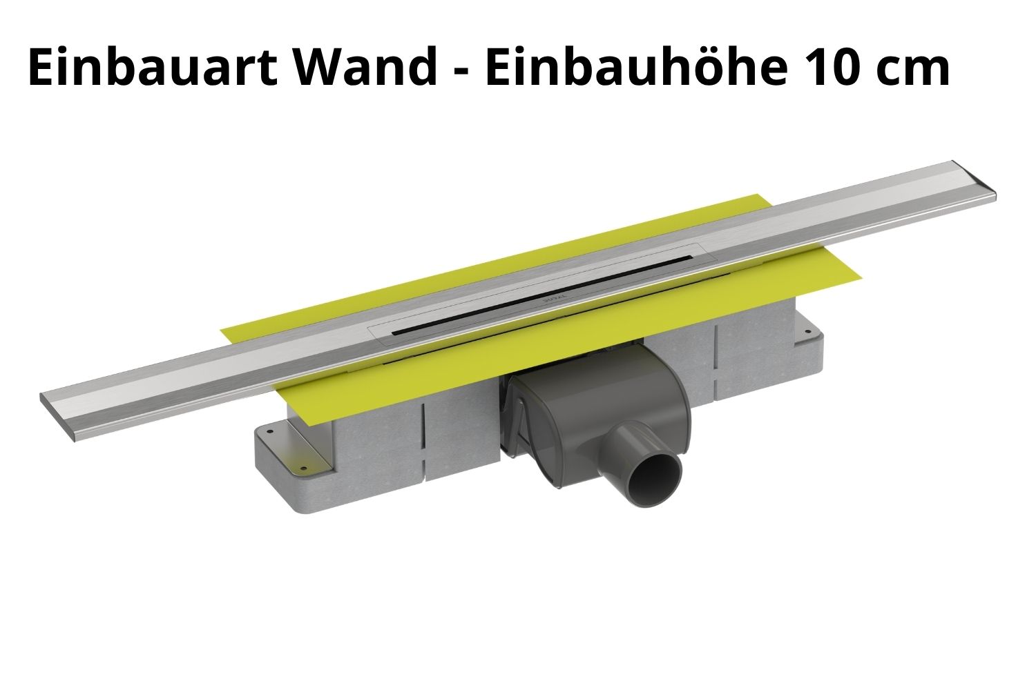 Kürzbare Duschrinne Edelstahl gebürstet natur „V-Shower Wand“ Komplettset Einbauhöhe 10cm  | Länge 100cm