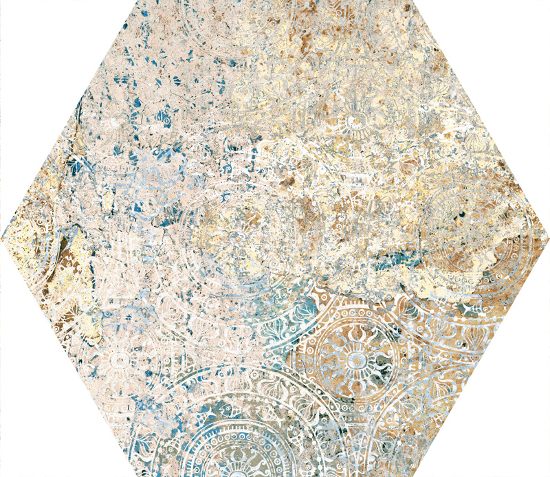 Hexagon-Fliese Vintage Teppichoptik 25x29 cm "Carpet Vestige natural" Sechseck