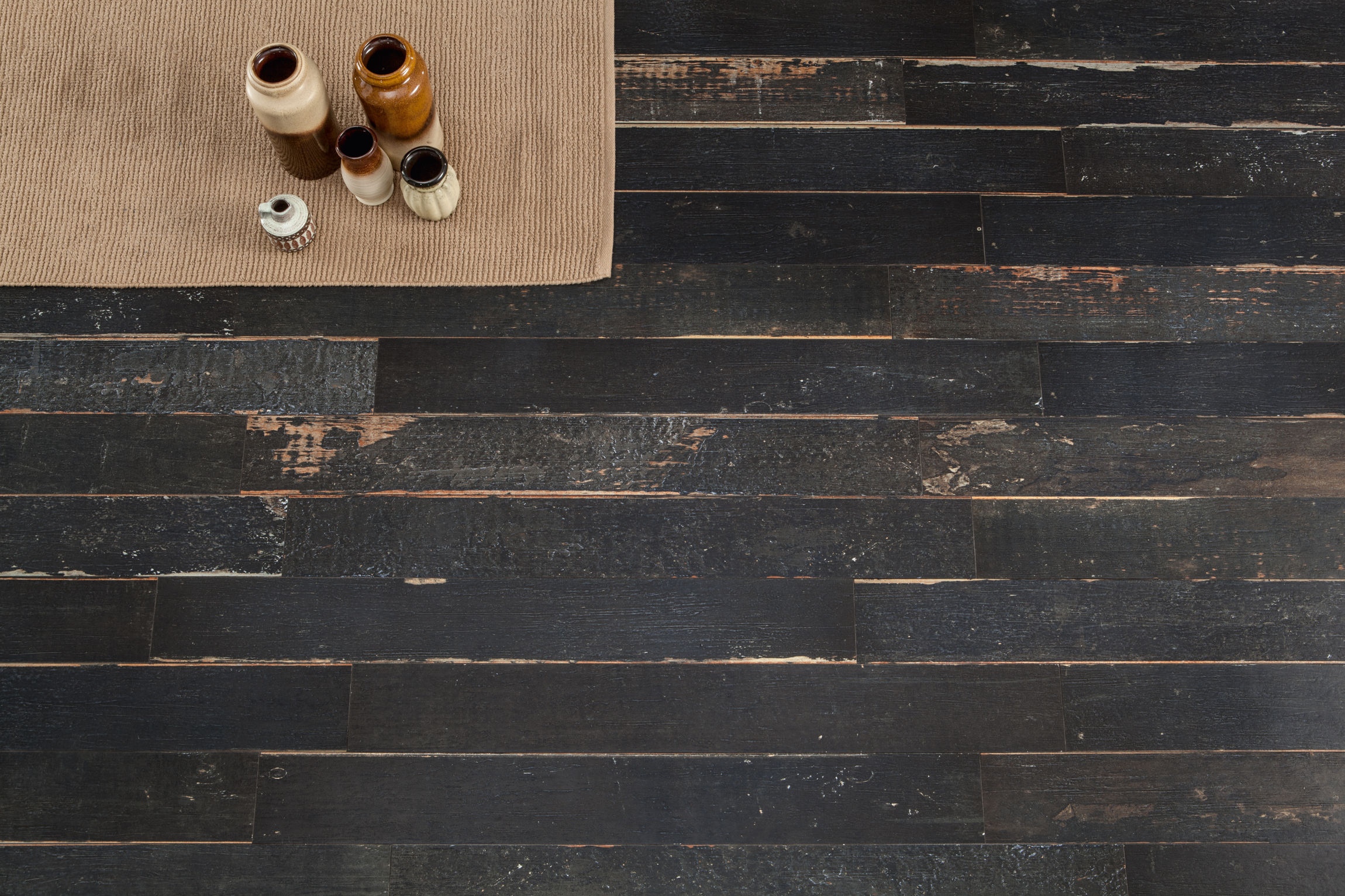 Fliese Vintage Holzoptik Blendart Dark Sant Agostino 15x120 cm Bodenfliese rustikal Scrapwood schwarz-braun