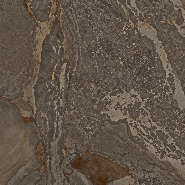 Fliese Metalloptik braun glänzend 120x120cm "Planet Oxid" Feinsteinzeug rektifiziert