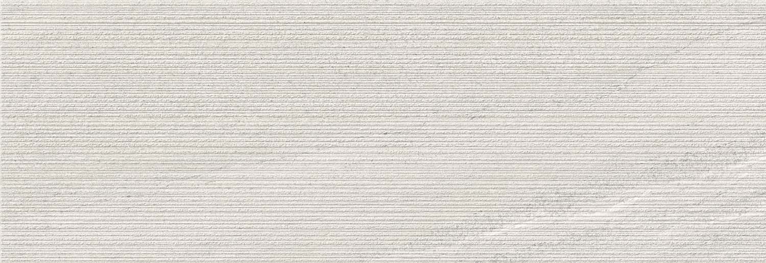 Wandfliese 3D Sandstein-Optik weiß 33,3 x 100 cm "Eddystone Blanco" Feinsteinzeug rektifiziert 