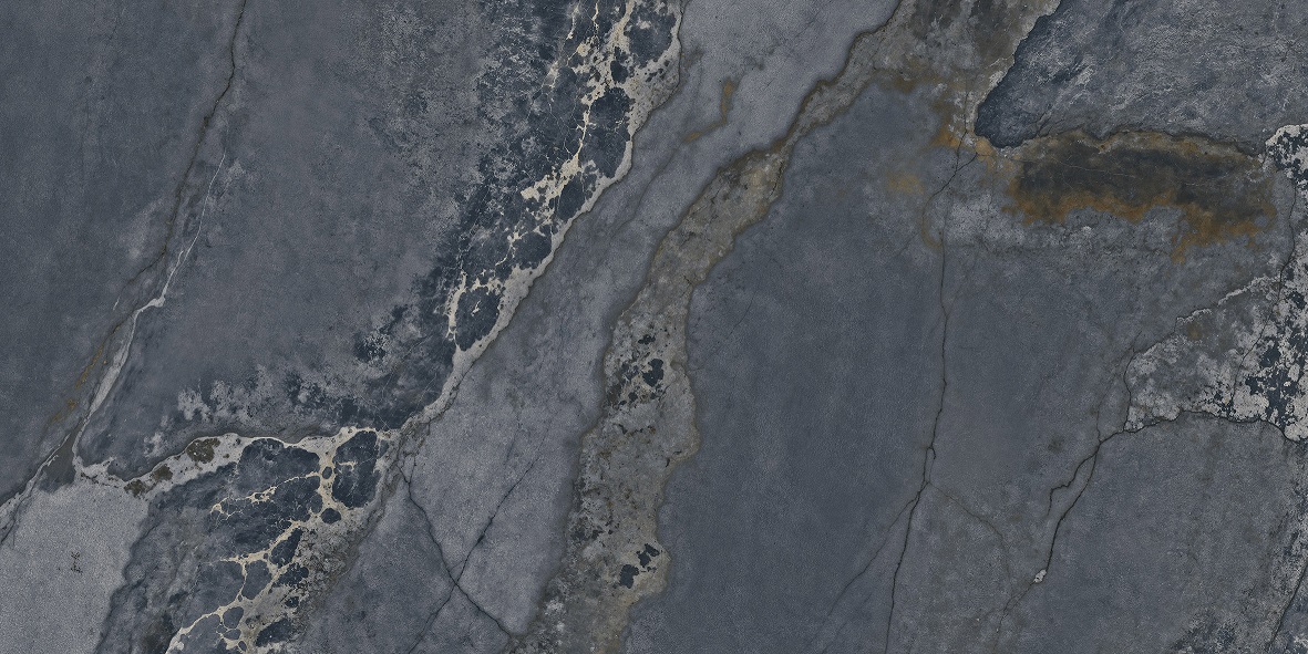Fliese Metalloptik blau glänzend 60x120cm "Planet Blue" Feinsteinzeug rektifiziert