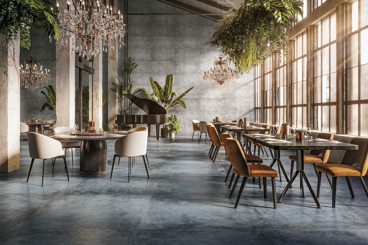 ABVERKAUF Fliese Betonoptik Zementoptik blau "Affrescati Lapis" rektifiziert