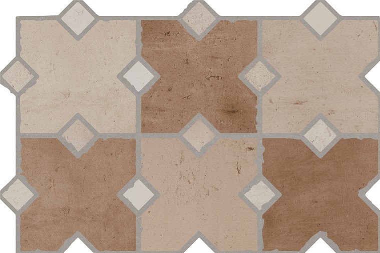 Fliese in Patchwork Steinoptik braun 40x60 cm „Kurios Cotto“ Feinsteinzeug