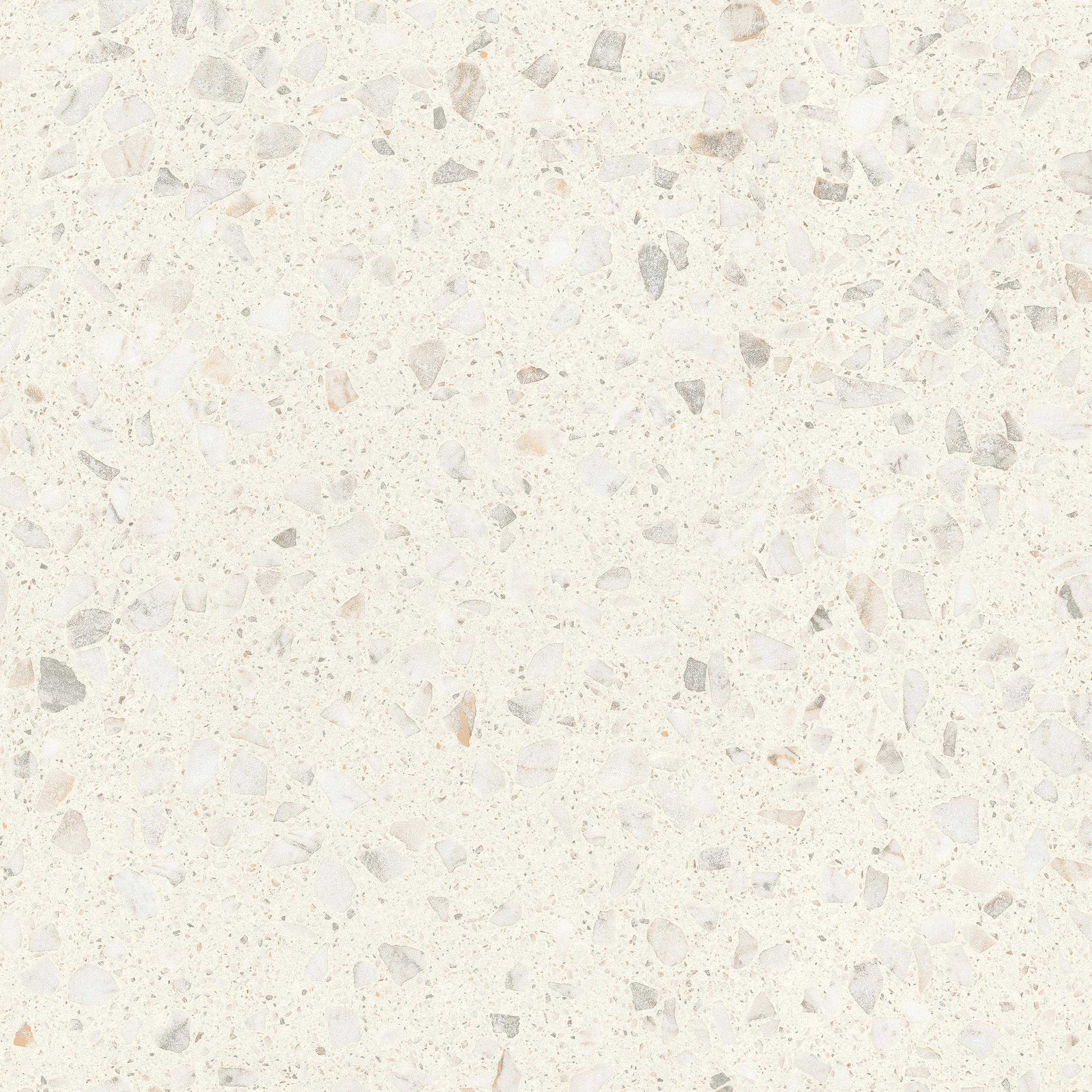 Freisteller der Sant Agostino Glow Ivory im Format 60x60 cm mit heller elfenbeinfarbener Terrazzo-Optik und feinen Gesteinseinschlüssen