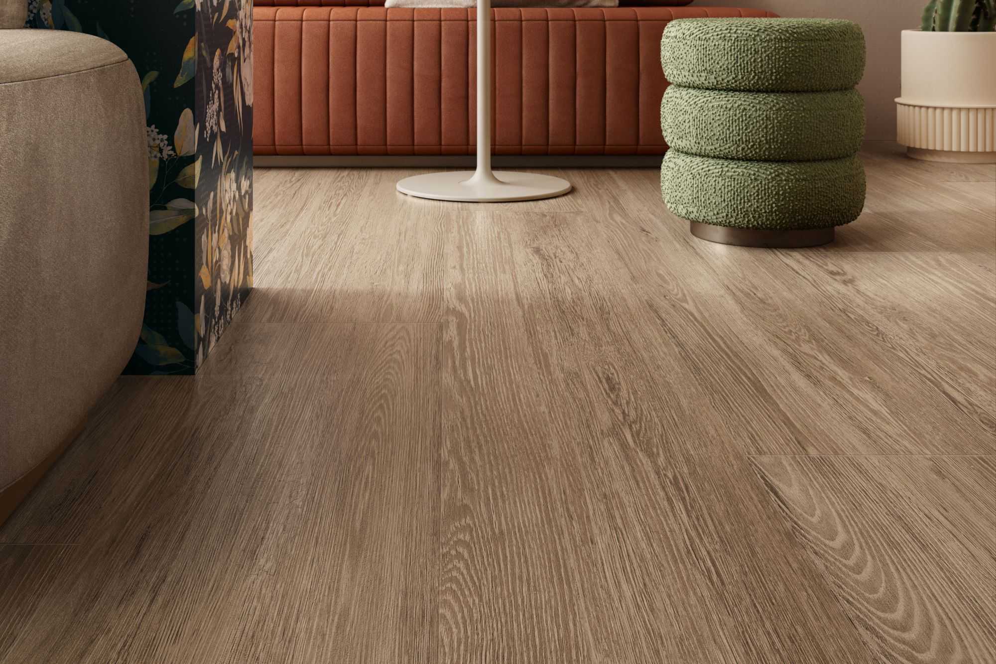 ABVERKAUF Fliese Eiche-Holzoptik braun 20x120 cm "Sunwood Walnut" rektifiziert