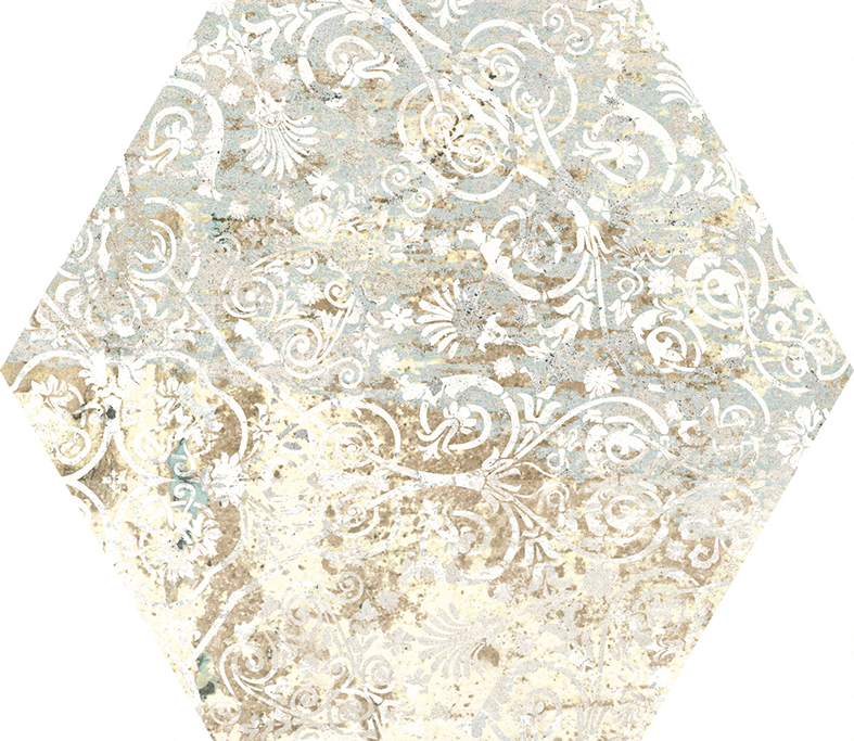 Hexagon-Fliese Vintage Teppichoptik 25x29 cm "Carpet Sand natural" Sechseck beige