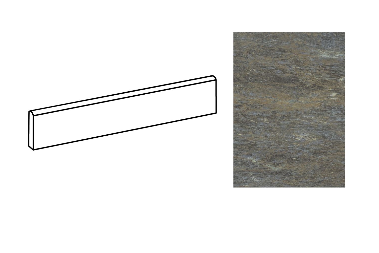 Fliesensockel lebendige Steinoptik grün-grau 7,3x60 cm "Unionstone 2 Serpentino" Natursteinoptik