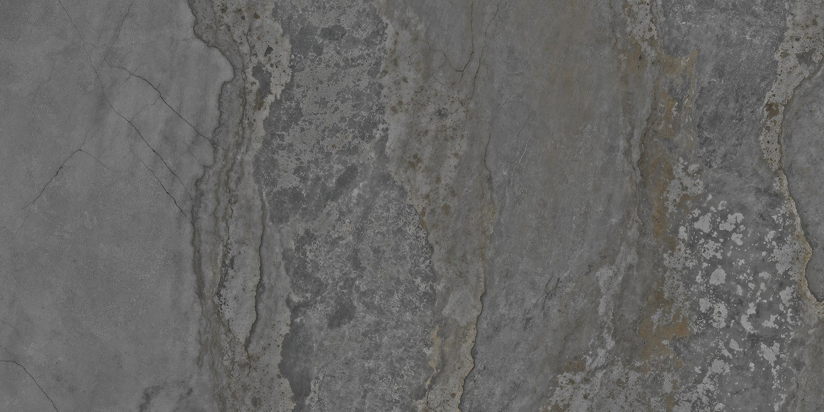 Fliese Metalloptik dunkelgrau glänzend 60x120cm "Planet Dark" Feinsteinzeug rektifiziert