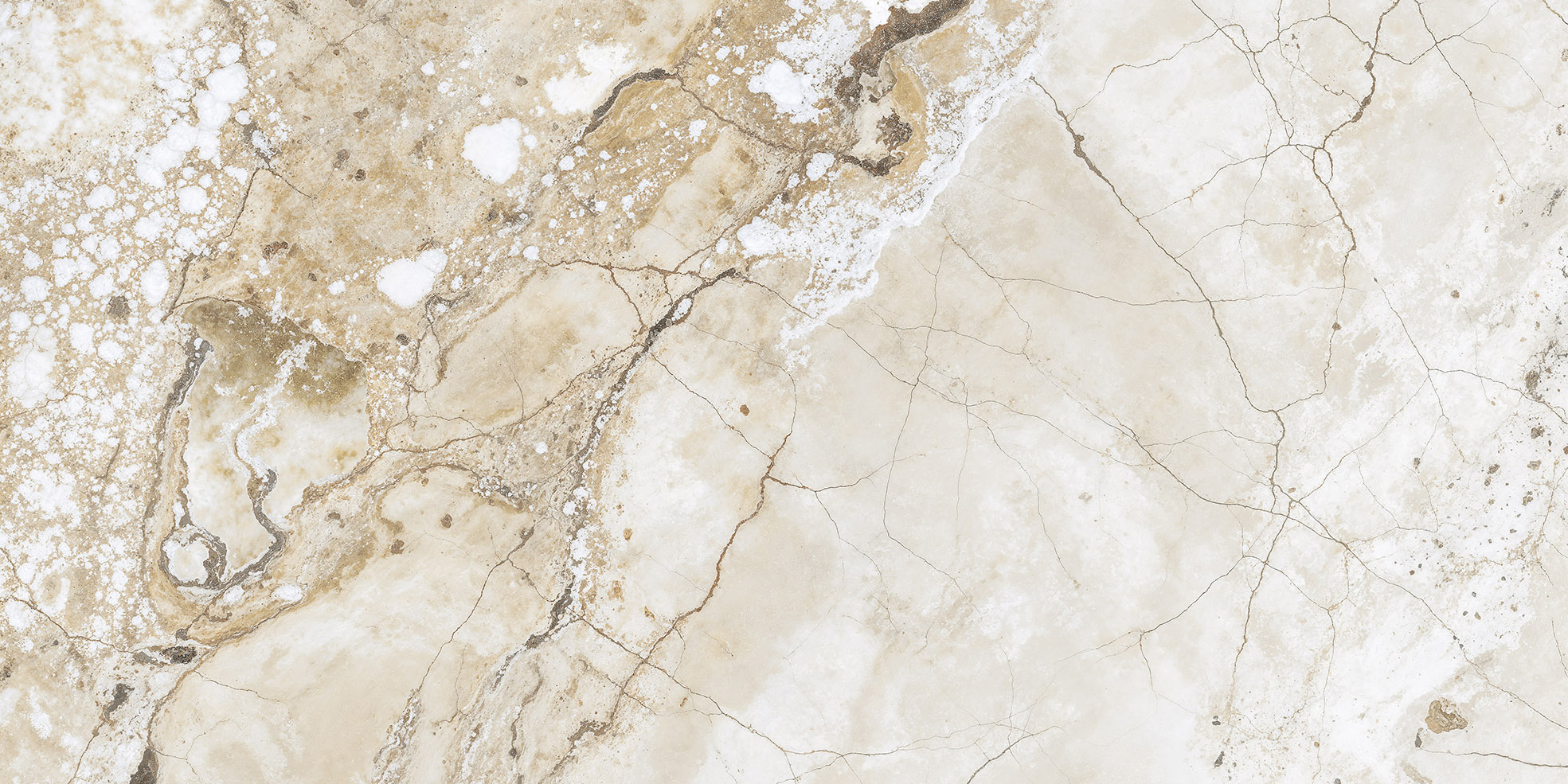 Fliese Marmoroptik beige poliert 60 x 120cm "Golden Mist" Feinsteinzeug rektifiziert