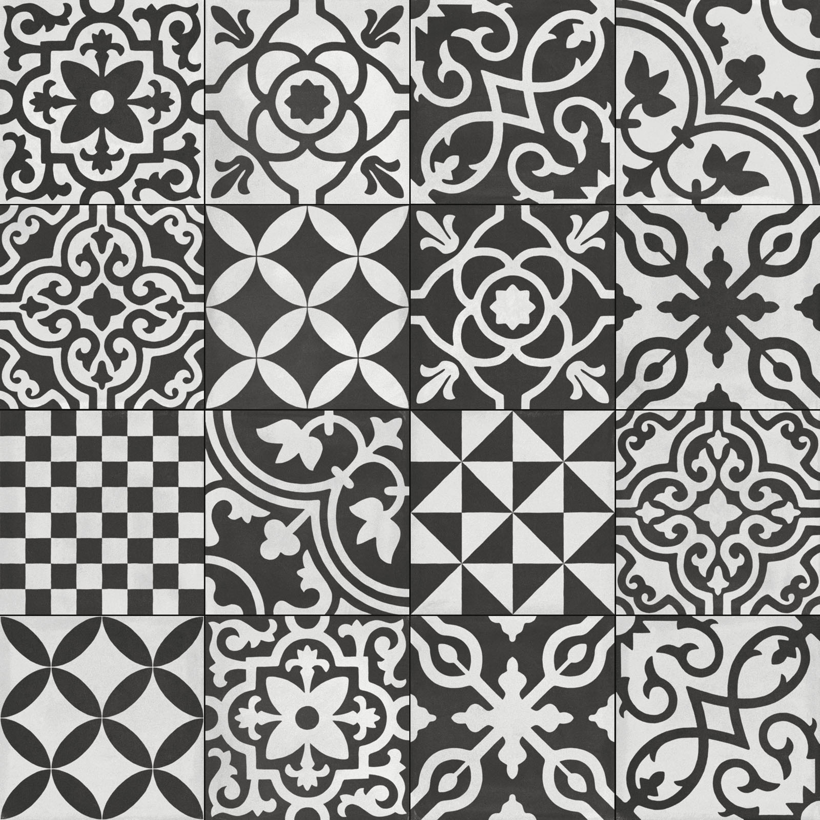Fliese Patchwork Dekor Zementoptik schwarz Contrasti Antracite Decoro Mix Ragno by Marazzi